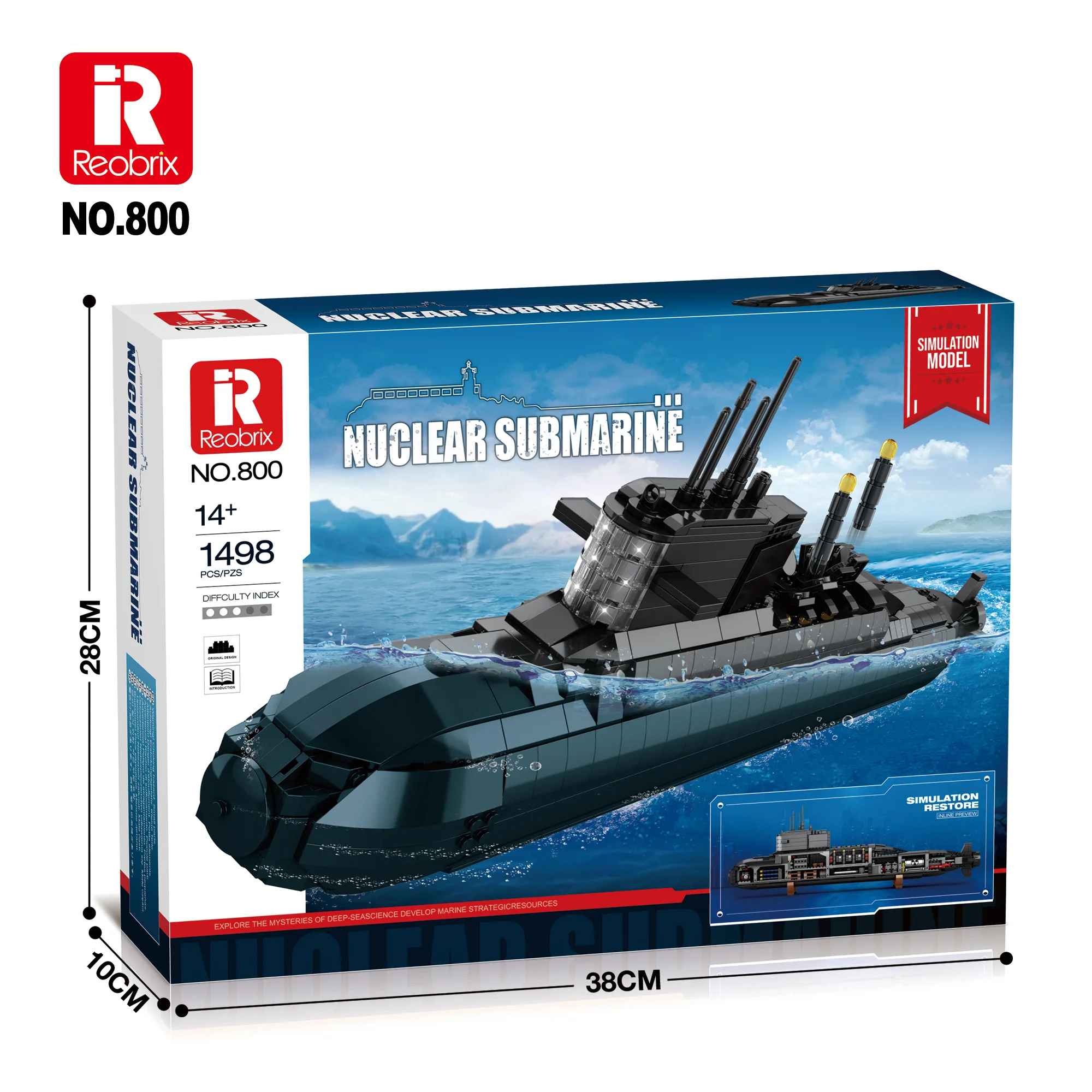 Reobrix Military Building Blocks Set,Naval Ship Submarine Model Kit,Assembly Bricks,Display Model,Christmas Gift For Adults