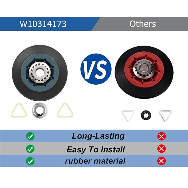 ドラムローラーサポートキット,乾燥機部品,交換用,wpw10314173と互換性あり,4パック,w10314173