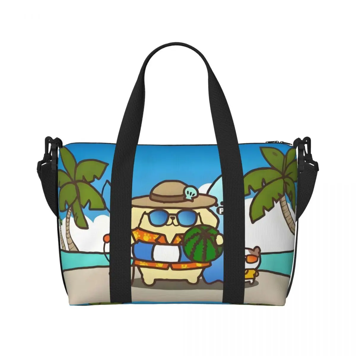 

Custom Dog Pompompurin Anime Tote Bag for Women Large Capacity Cartoon Kawaii Beach Gym Travel Bags