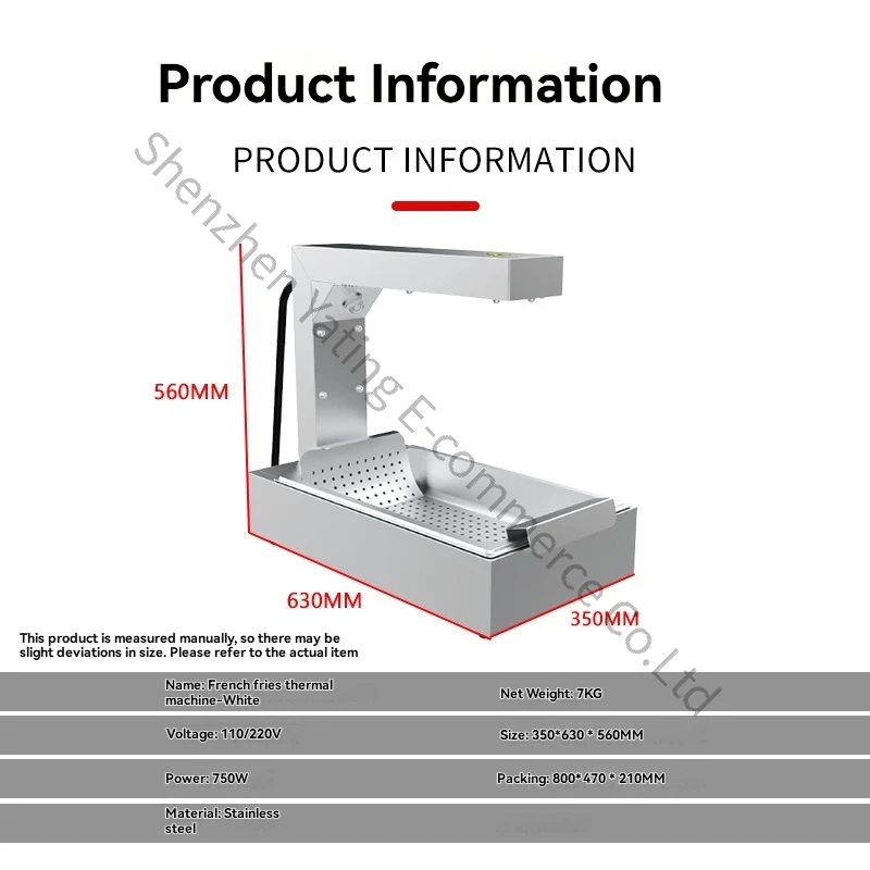 220v Commercial French Fries Workbench Stainless Steel Fried Food Insulation Spotlight Workstation Chicken Insulated Food Warmer