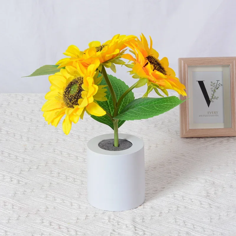 Luz de noche de girasol recargable, lámpara de Decoración de mesa, lámpara de flores, iluminación creativa para niños, amigo, regalo de vacaciones de cumpleaños