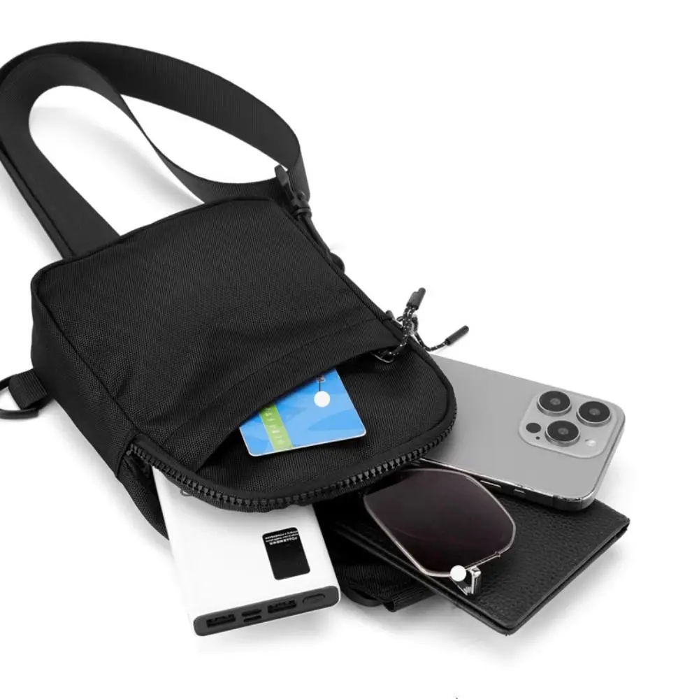 

Fashion Canvas Men's Chest Bag Minimalist Adjustable Shoulder Crossbody Bag Waterproof Phone Handbag