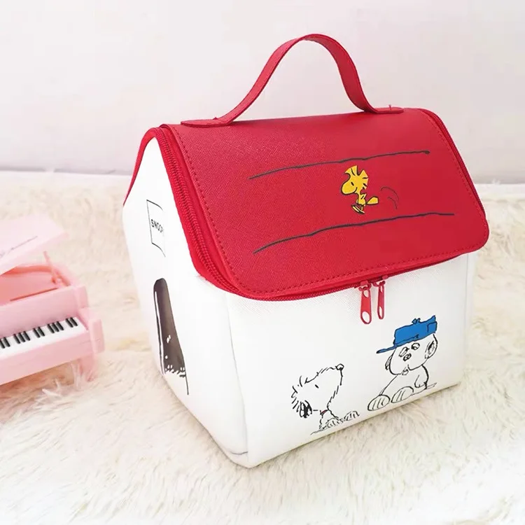 Bolsa de maquillaje de dibujos animados Snoopy, bolsa de aseo de gran capacidad, estilo de modelado de Casa Snoopy, revista japonesa, apéndice