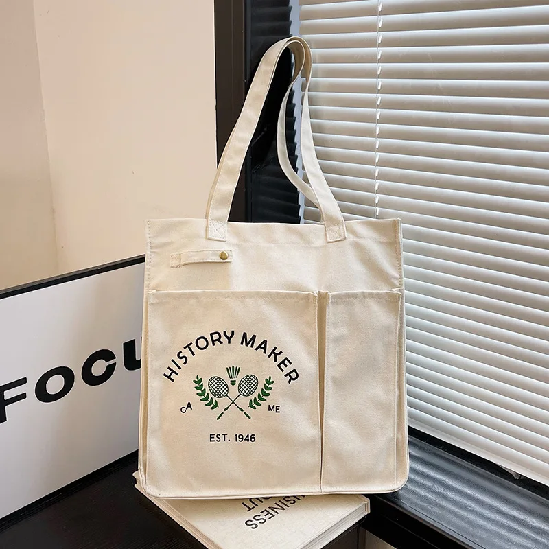 

2025 Floral Canvas Tote Bag for Women Large Capacity Commuter Shoulder Bag Japanese Style Casual Boho Book Bag