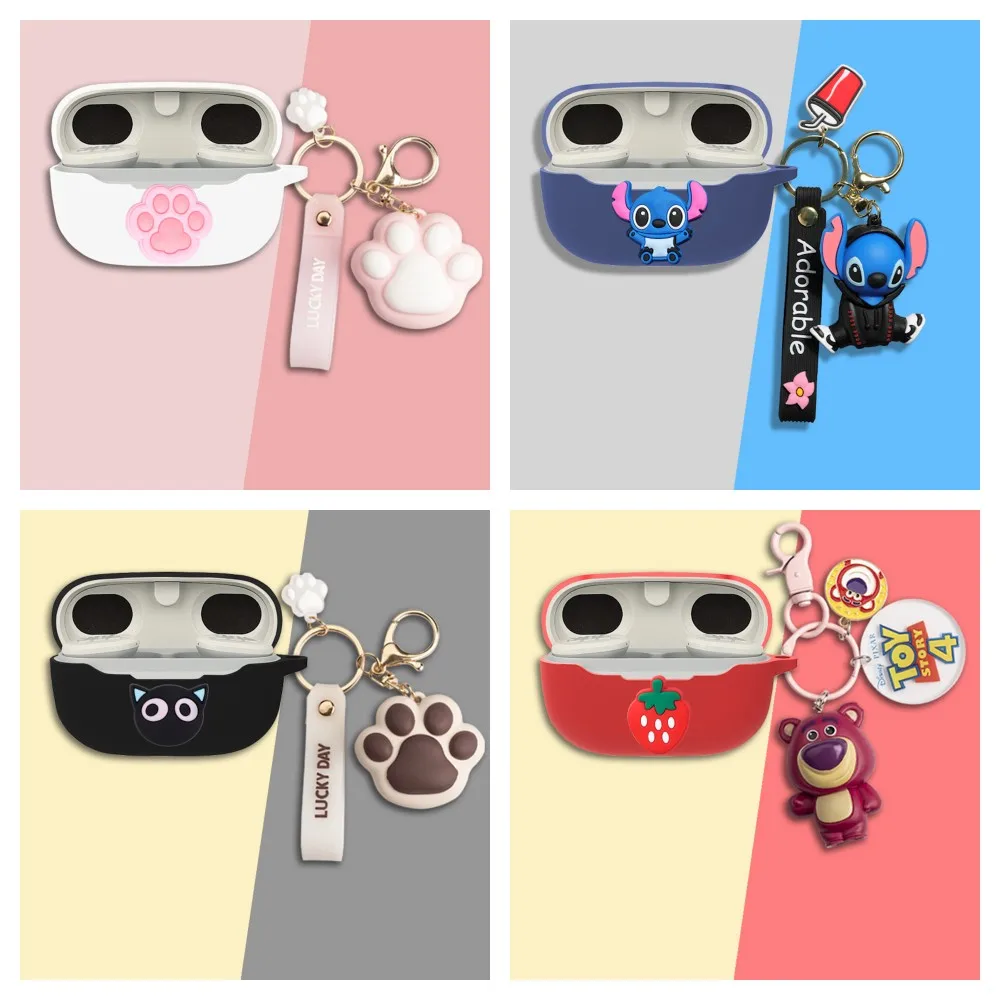 Cute Cartoon Anime Role Stitch Earphone Cover for JBL Endurance Race Earphone Wireless Headphone Case Box with Lovely Pendant