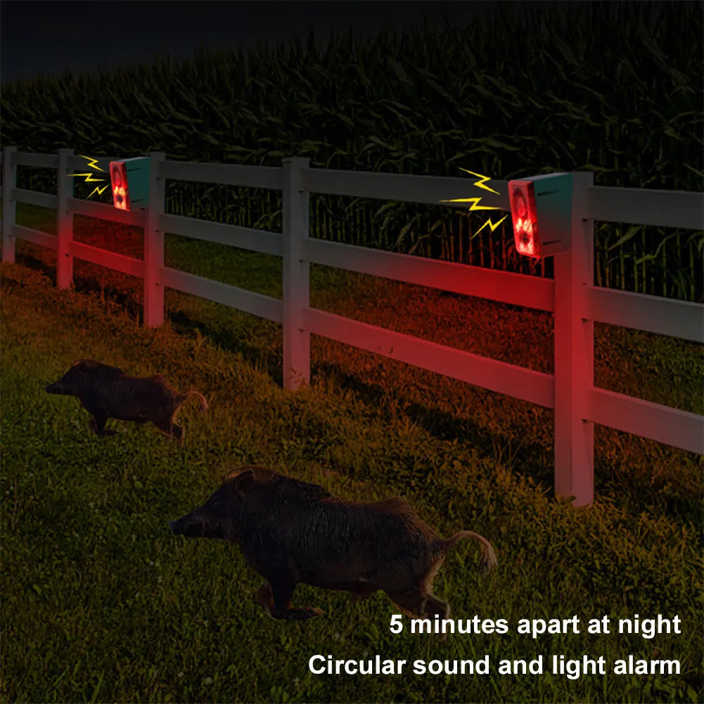 

Solar Outdoor Motion Sensor Alarm Animal Repeller with Dog Barking Gunshot Sound Loud Noise Maker for Home Villa Farm Barn