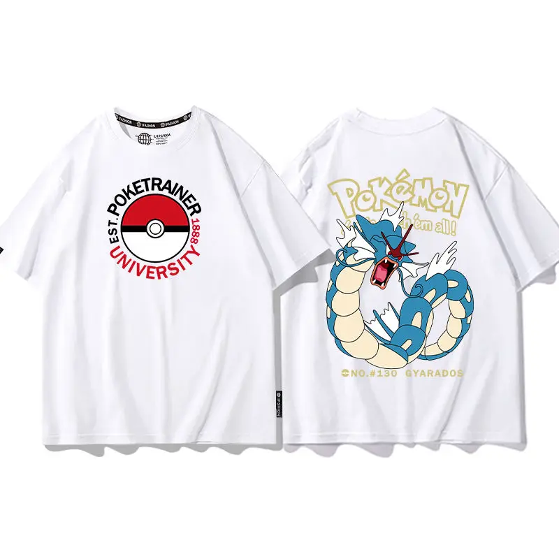 ポケモンアニメ両面プリントコットン Tシャツ夏の新アイテム女性のプラスサイズ Tシャツ Y2K ルーズカジュアル半袖トップ