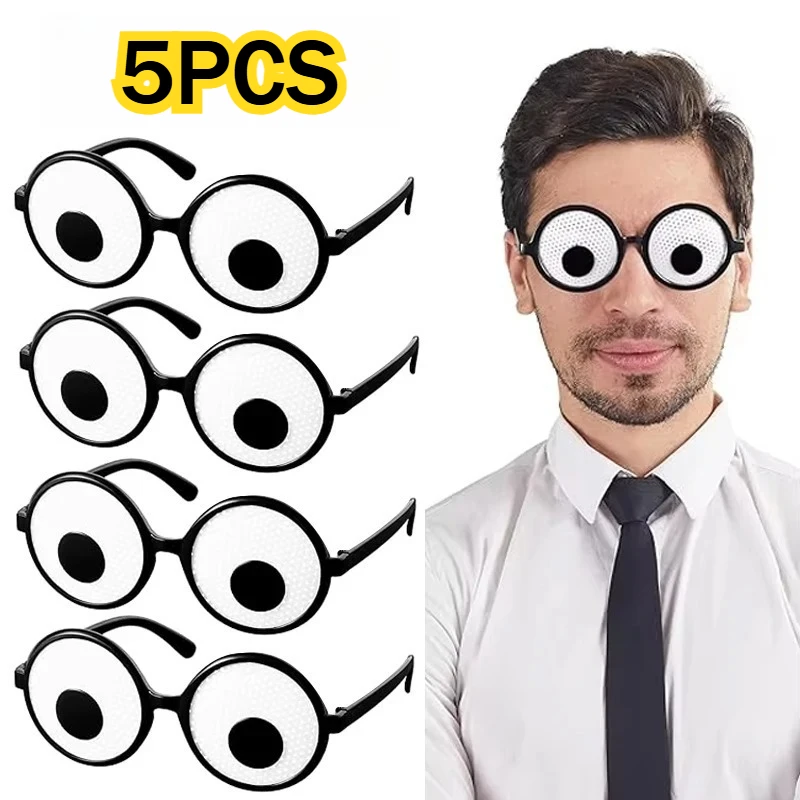 5PCS Funny Glasses Cosplay Eyeball Rolling Glasses Halloween Eyeball Sunglasses Crazy Party Decoration Accessories Gift