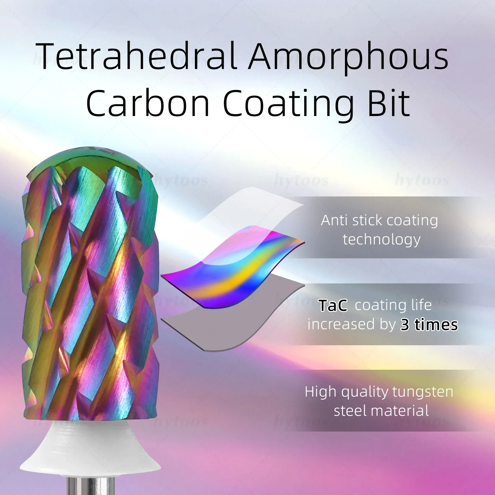 HYTOOS Sicurezza 5XC Punte da trapano per unghie in metallo duro Rivestimento TaC Punta a canna superiore liscia per rimozione gel spesso e acrilico Strumenti per manicure professionali