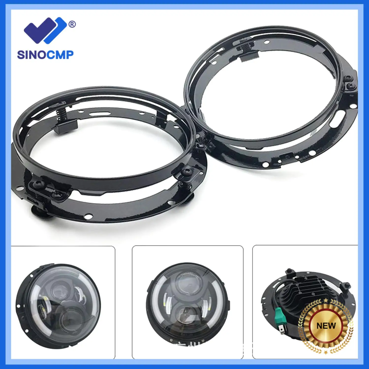 2pcs 7Inch LED Headlight Round Ring Mounting Bracket For Headlight Mounting Lamp Holders Black for Jeep Wrangler Jk Tj 07-17