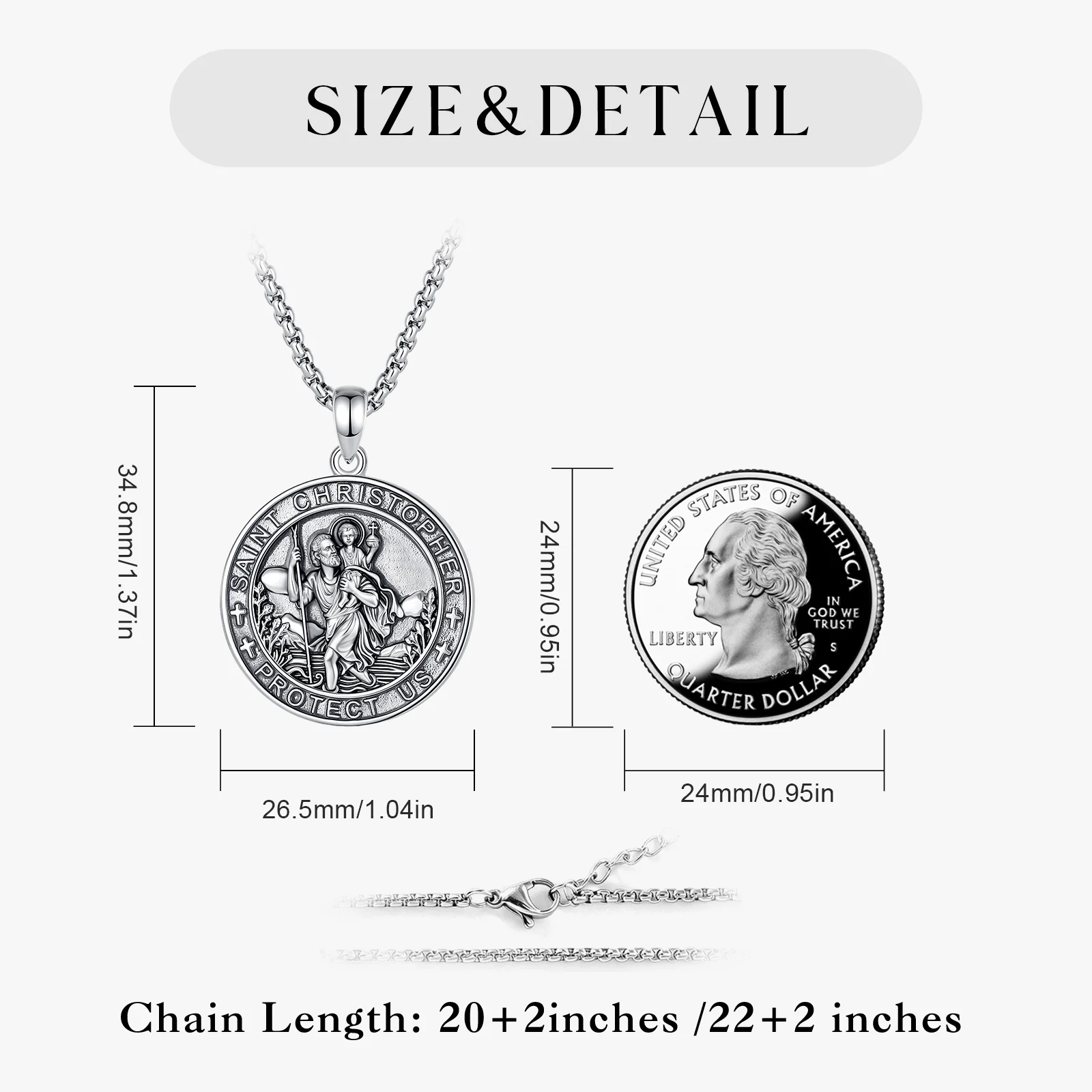 Eudora Copper Saint Christopher Necklace for Men Women Protect Us Archangel Medal Pendant Amulet Religious Jewelry Fine Gift view 2