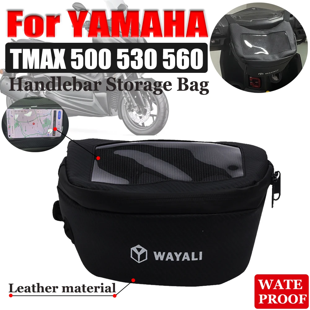 

For YAMAHA TMAX530 TMAX500 NMAX560 Tmax 530 560 500 Motorcycle Leather Windscreen Mobile Navigation Bag Handlebar storage bag