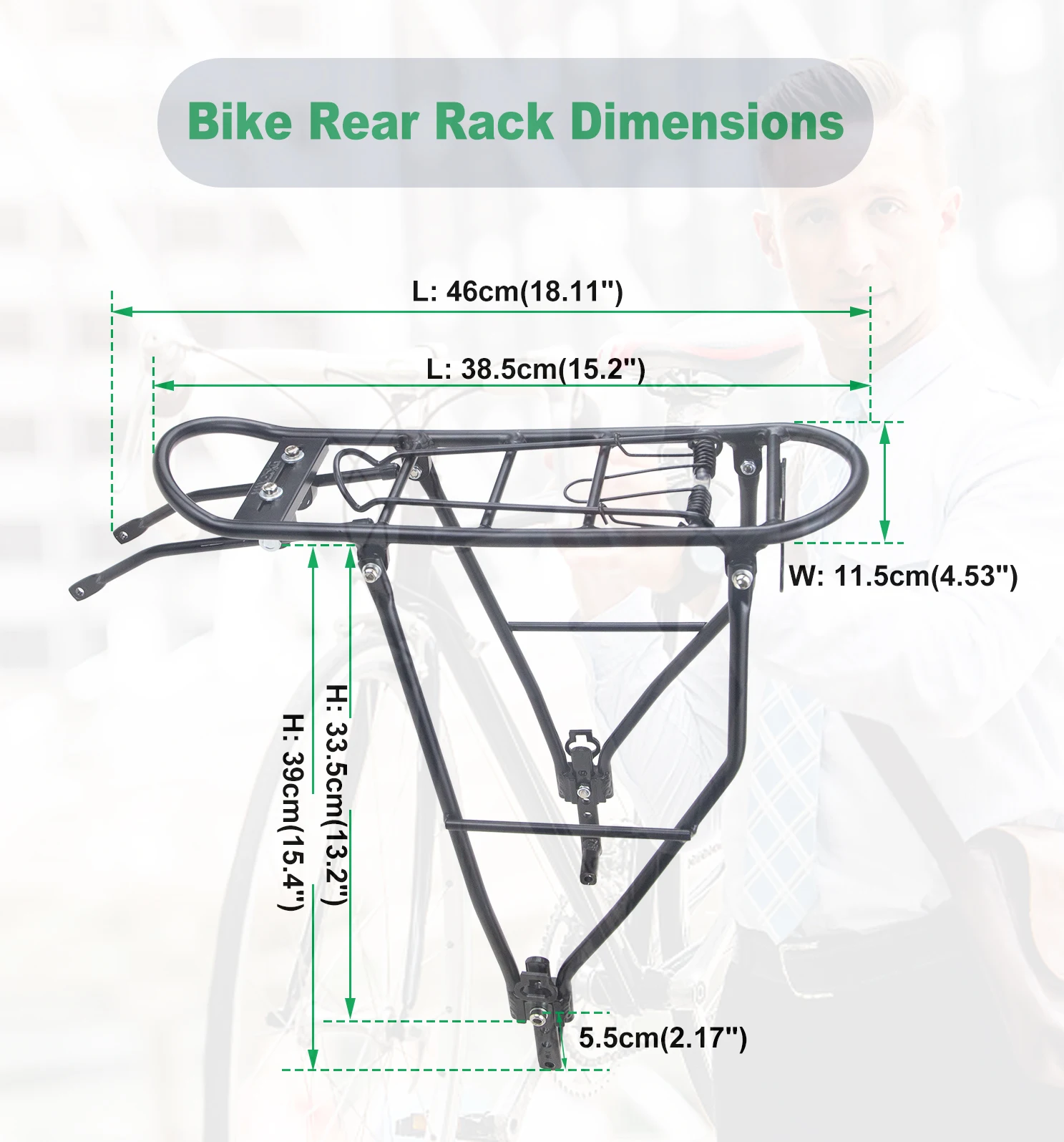 ZUKKA Bicycle Rack Height Adjustable Bike Cargo Rack Rear Bike Carrier For Cycling  Suits for 700C/24-28 Inch Bike