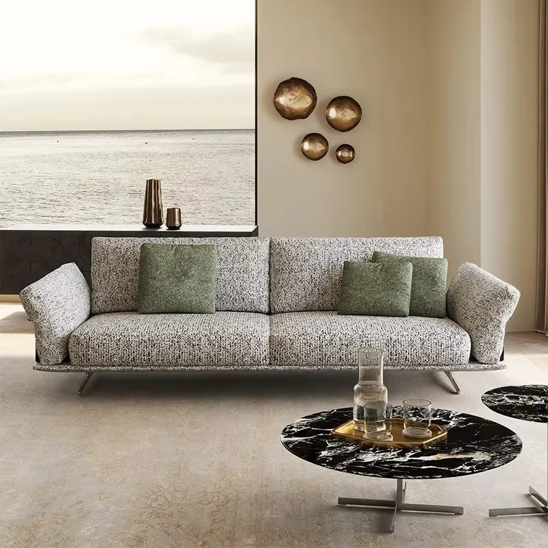 Sofa Cotton Linen Modern Italian Light Luxury Removable Washable Sectional Customizable High Density Sponge for Small Spaces