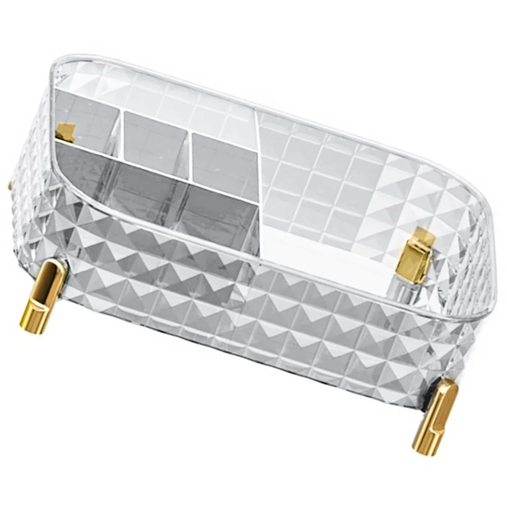 

Organizer Makeup Storage Box Premium ABS Pet Desktop Vanity Organizer Countertop Skincare Lipstick Brush Holder