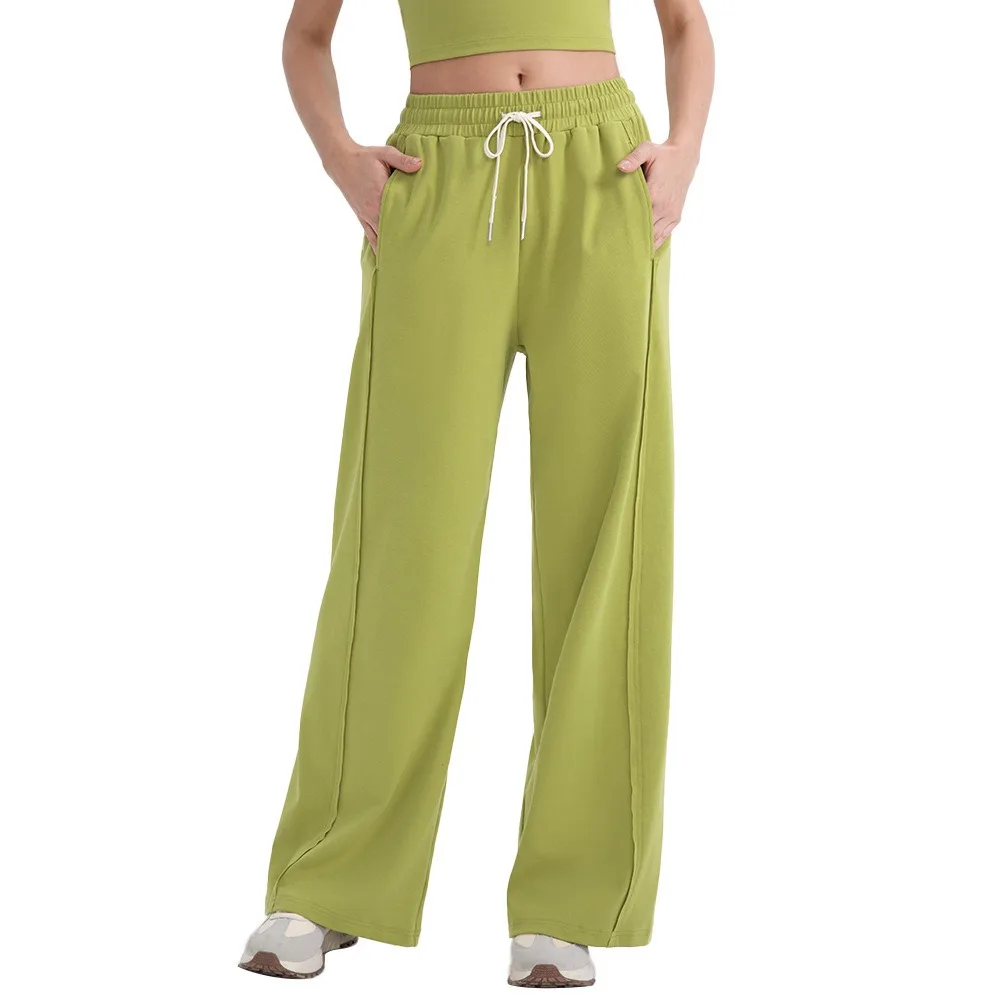

Women's Wide Leg Yoga Pants with High Waisted Drawstring, Loose Straight Leg, Outdoor Casual Running and Fitness Pants