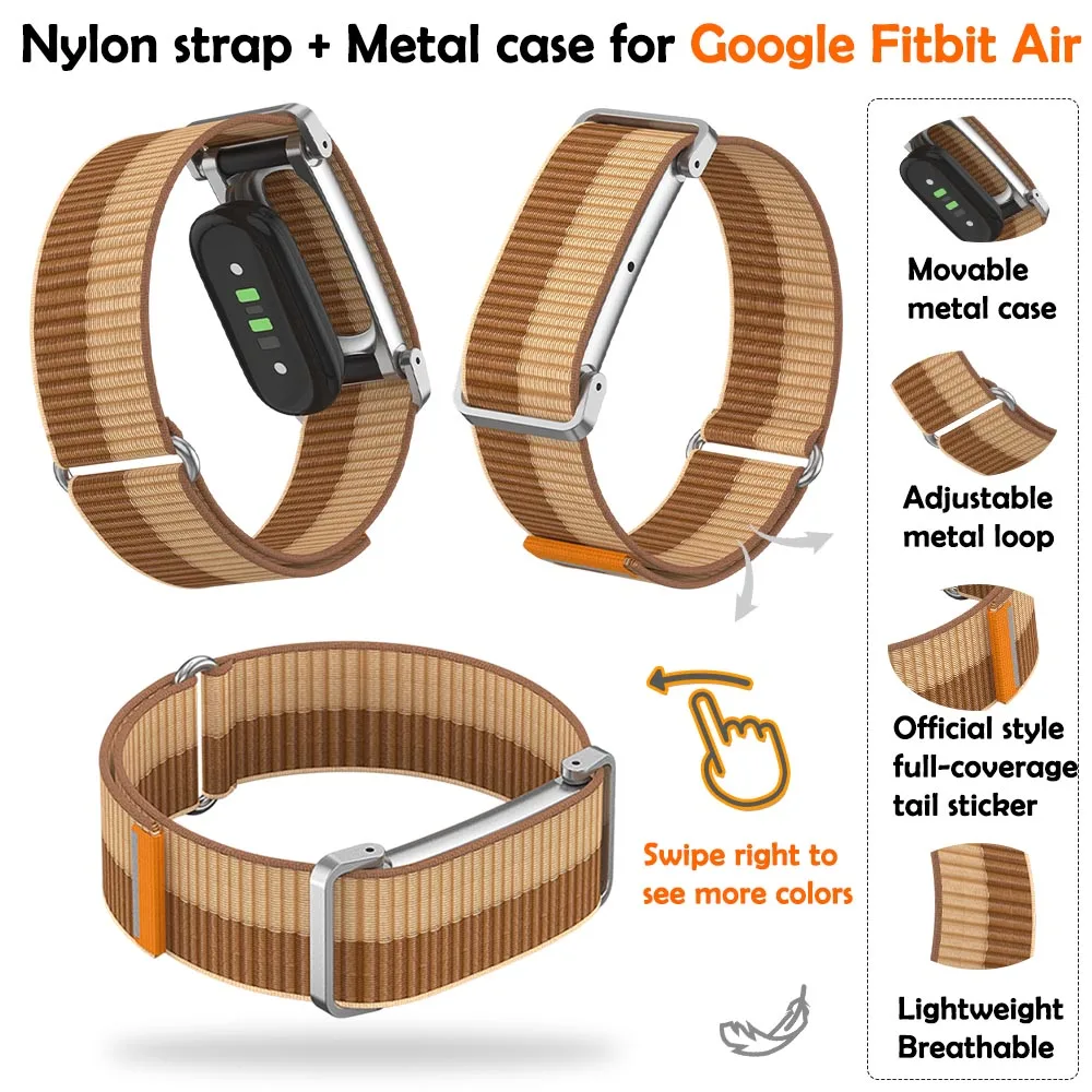 Nylonarmband für Google Fitbit Air Straps Fitness Tracker Sport-Ersatzarmband mit Metallrahmen für Google Fitbit Air Band