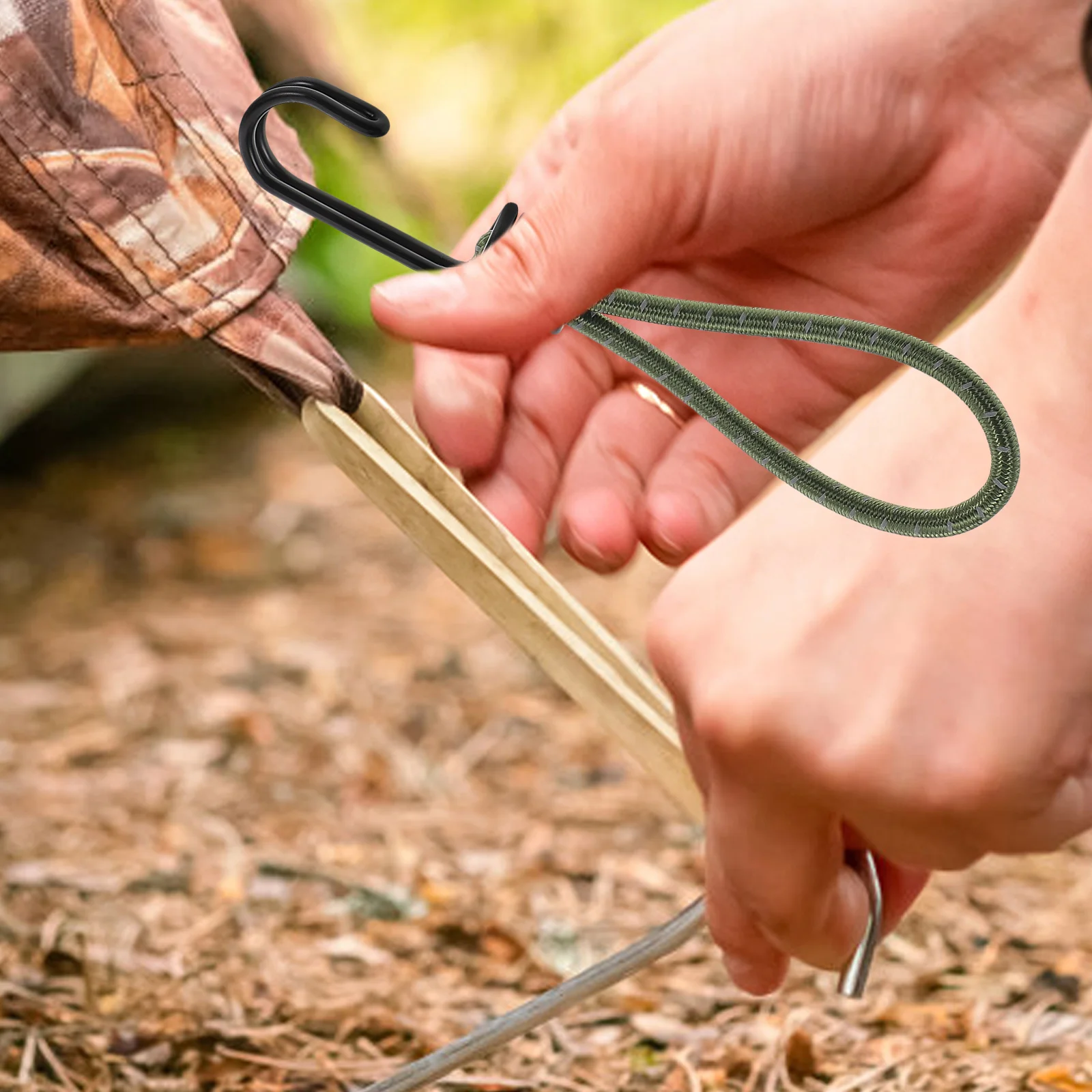 

4pcs Tent Elastic Cord Buckle Strong Bungee Cords Hooks Camping Gear Thickened Straps Tarp Tie Outdoor Adventure