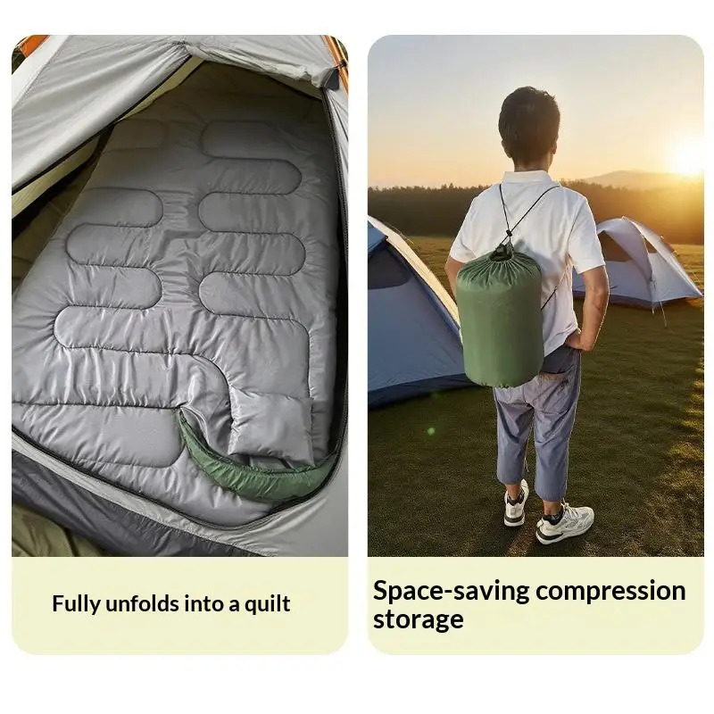 Outdoor Four-Season Adult Travel Customizable Envelope-Style Thickened Polyester Blanket Hollow-Fill Insulation Sleeping Bag