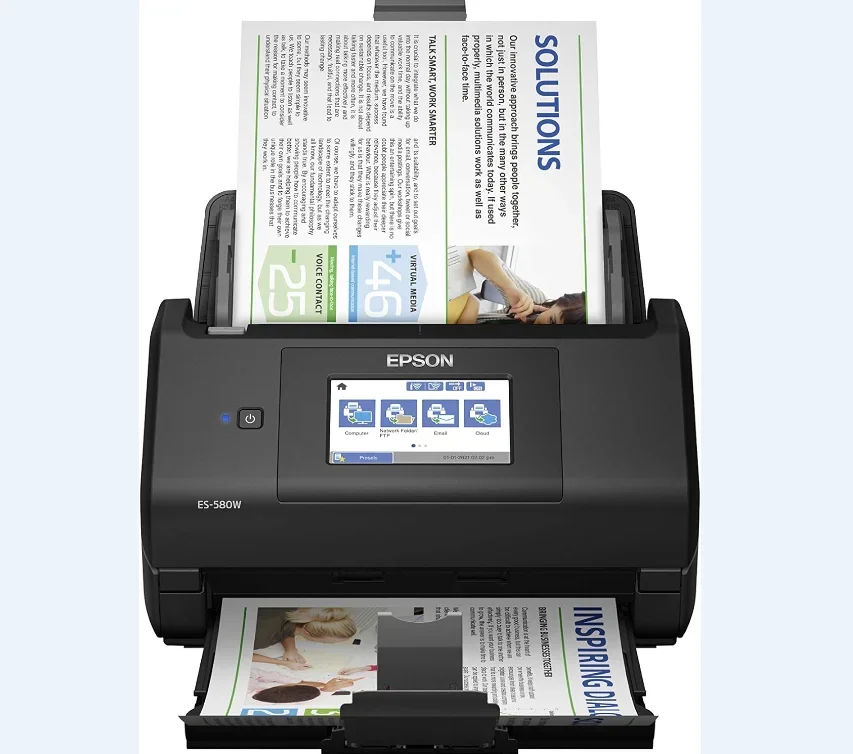 

Ep son Workforce ES-580W Wireless color two-sided desktop document scanner for PC and Mac