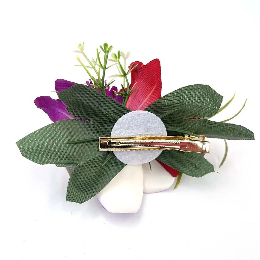 إكسسوارات الشعر النسائية البيض الحلو زهرة الجانب كليب التايلاندية نمط القماش فرانجيبان مشبك شعر سبيكة اللؤلؤ الفتيات دبوس الشعر الصيف