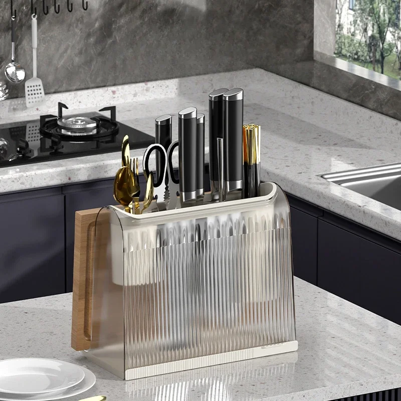 

New Multifunctional Household Chopsticks Storage Rack Kitchen Light Luxury Knife Holder Integrated Large Capacity Chopstick Cage