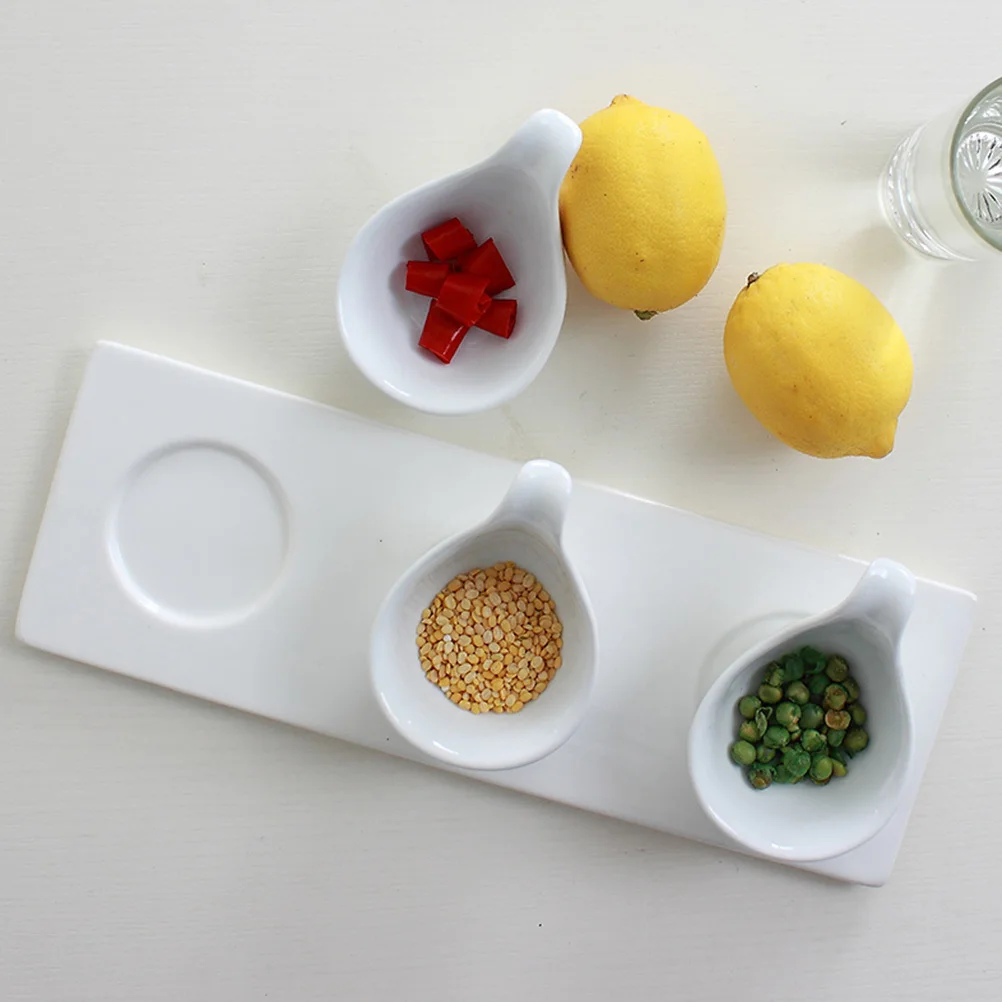 Juego de platos para salsa, cucharas creativas de cerámica para salsa de soja, Caviar, ganso, hígado, trufa, suministros de cocina, cucharas con mango, 1 Juego