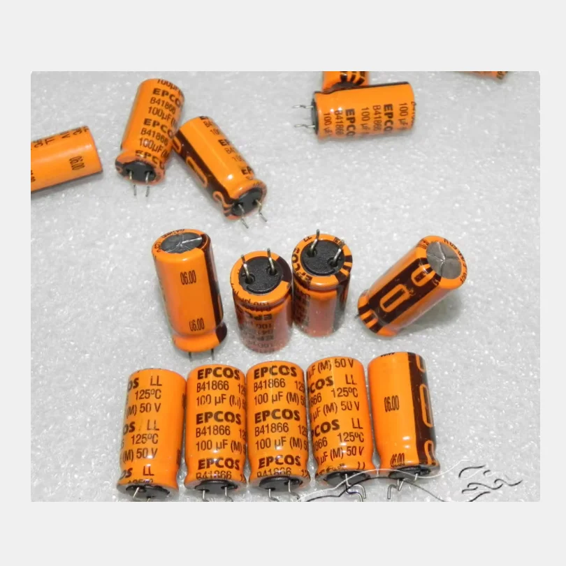 10PCS/LOT B41866 50V 100UF Orange High-Temperature Cathode Aluminum Electrolytic Capacitor, Size 12.5*25mm