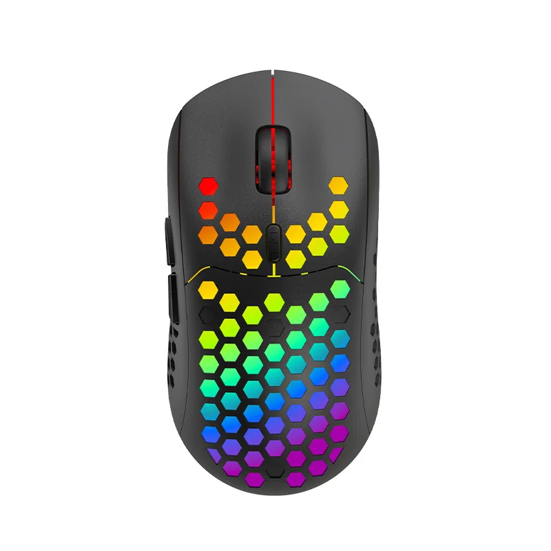 

2.4G Wireless Charging Gaming Mouse RGB Flowing Light Hollow Design for PUBG
