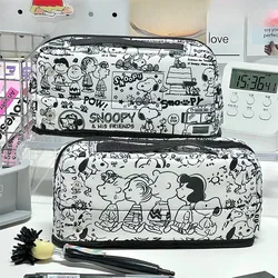 Snoopy Cartoon Cute Pen Bag Student Snoopy Stationery Bag Large Capacity Portable Pencil Case Women's Anime Kawaii Makeup Bag