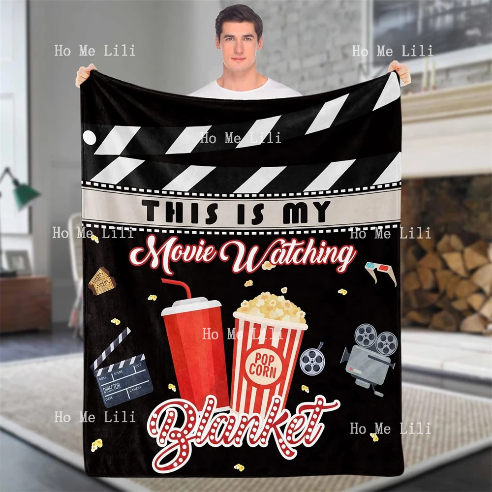 Soft Flannel Movie Lover Blanket Warm This Is My Movie Watching Blanket Vintage Movie Night Theme Blankets Gifts