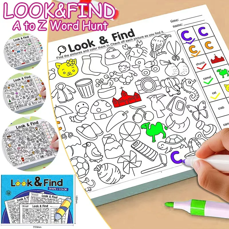 

Детский поиск предметов, игра, улучшение визуального восприятия, забавная книжка-раскраска, фокус и внимание, материалы для раннего образования