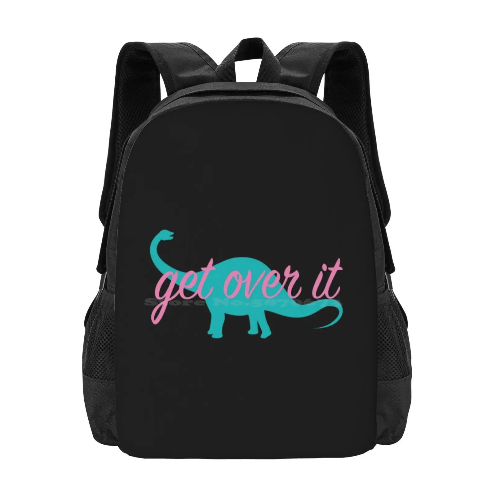 Get Over It Hot Sale Schoolbag Backpack Fashion Bags Lettering Script Dinosaur Get Over It Freshinkstain Pink Tile Funny