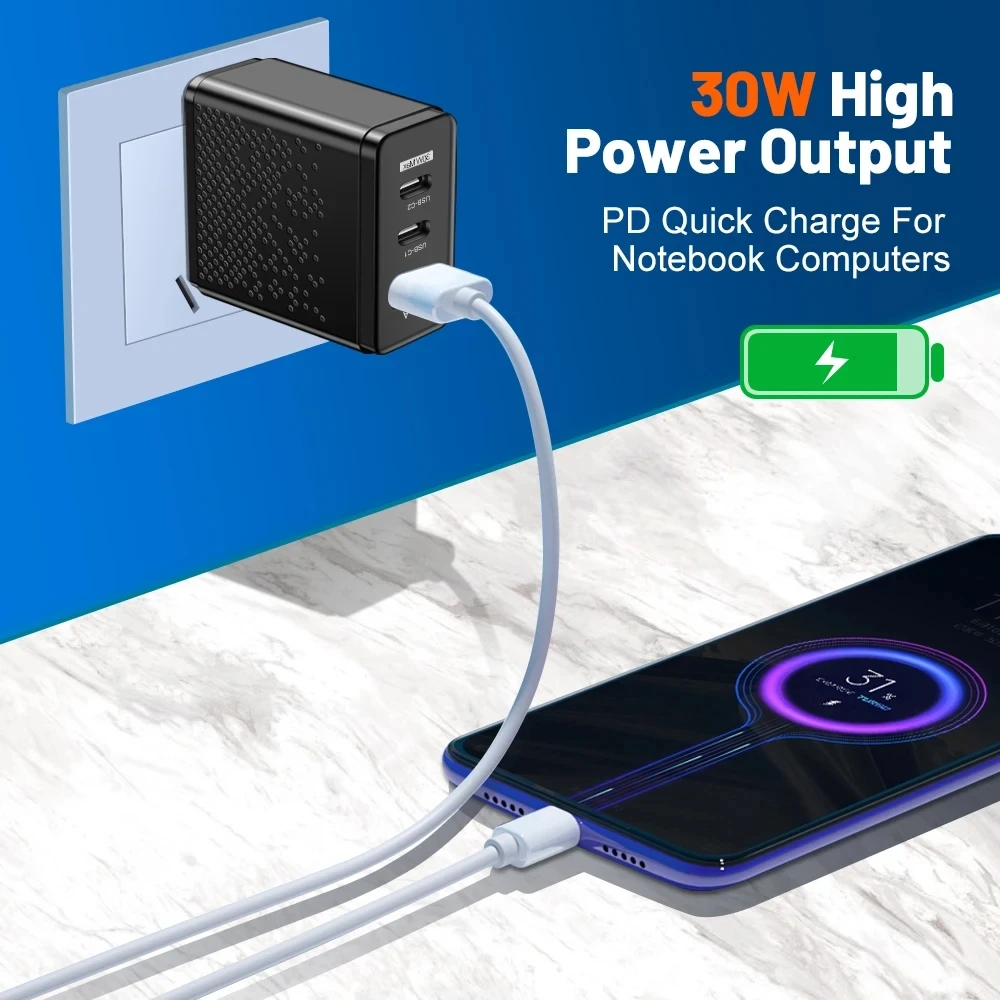 30W Fast Charger USB C Charger PD Adapter Quick Charge 3.0 For iPhone Samsung Xiaomi Travel Mobile Phone USB Type C Wall Charger