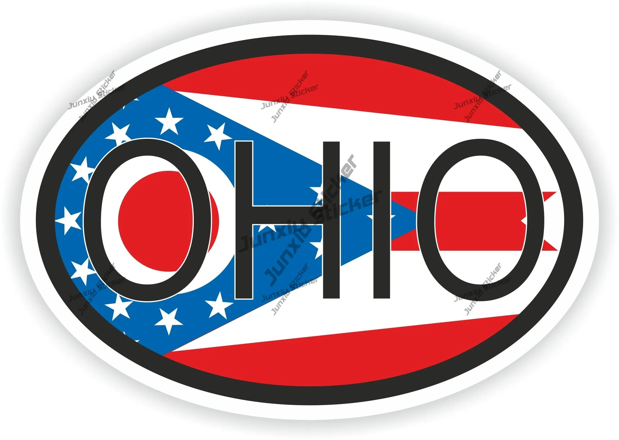 

Ohio America Flag Oval Sticker Anti Scratch Exterior Decor Graphic Beauty Car Stickers Decals Funny Decoration For Bumper Bodywo