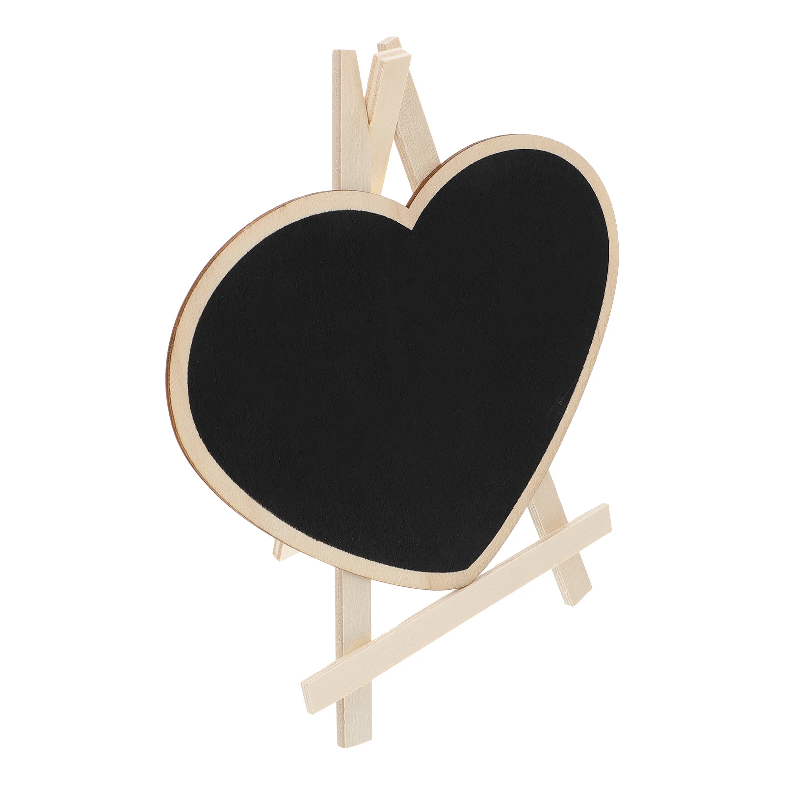 Standing Display Board Heart-Shaped Wood Tabletop Chalkboard Sign For Notice Decorative Desktop Ornament Blackboard With Stand