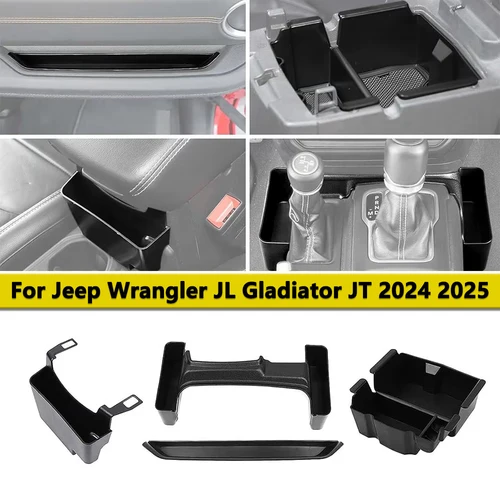 Caja de reposabrazos para consola central, bandeja de almacenamiento, organizador de manija delantera para pasajero, accesorios para Jeep Wrangler JL 4XE JT 2024 2025