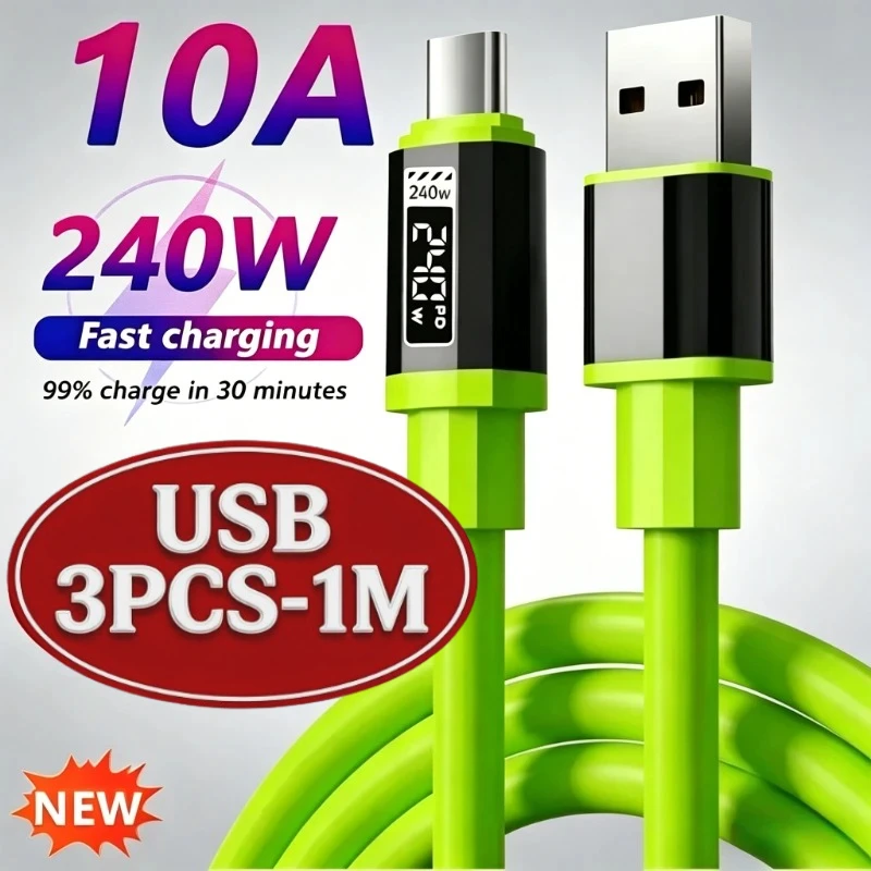 3/2PCS 120W USB Type C Cable PD Fast Charging Phone Charger Data Cord for IPhone Samsung Xiaomi USB A To USB C Quick Charge Wire