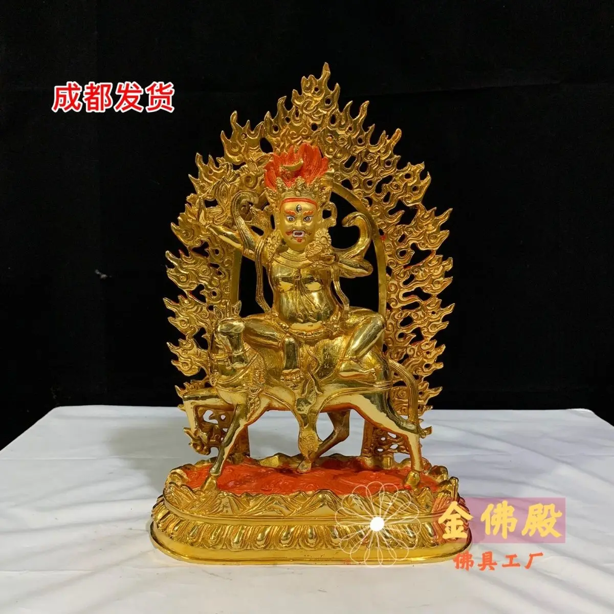 Tibetan ten-inch auspicious Tianmu pure copper gilt Buddha statue one foot high 33 cm auspicious goddess bronze statue ornament