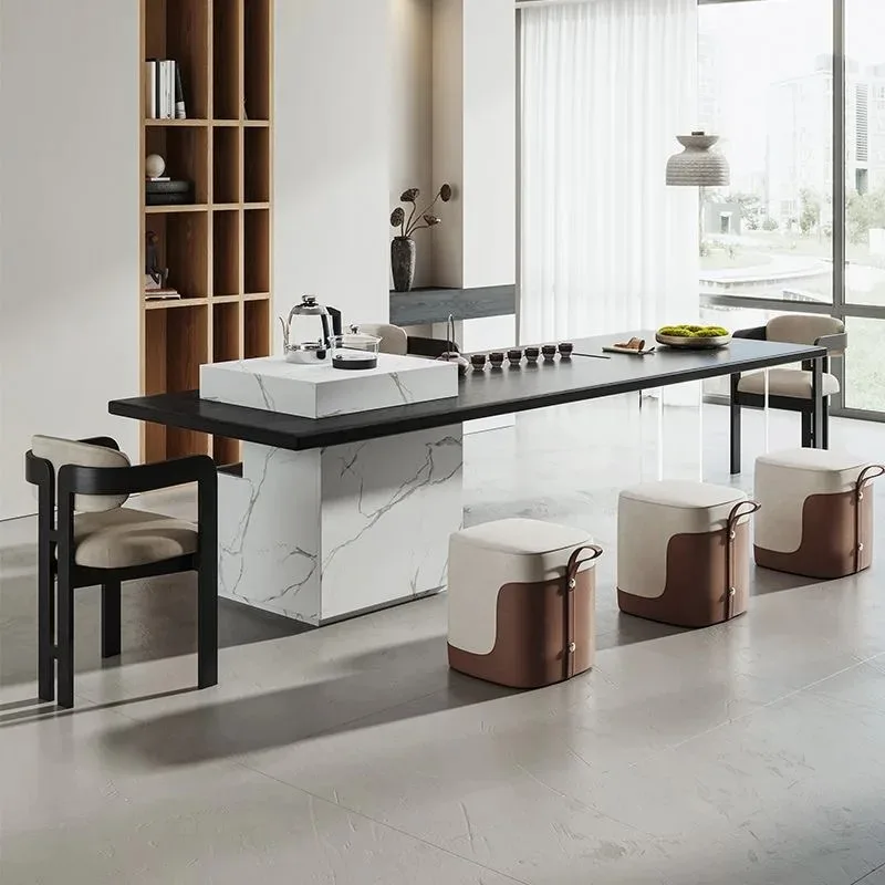Modern simple solid wood large board island table and chair combination office negotiation advanced tea table
