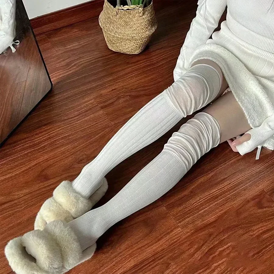 1/2pairs Sexy Thigh High Stockings Women Trendy Casual Over The Knee Female Long Socks Thermal Warm Cotton Tall Tube Leggings