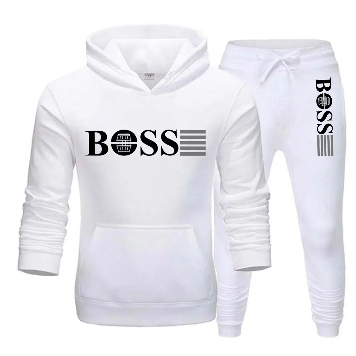 2 Pieces Sets Tracksuit Hooded Sweatshirt +Drawstring Pants Male Sport Hoodies Running Sportswear Men Women Brand Autumn Winter