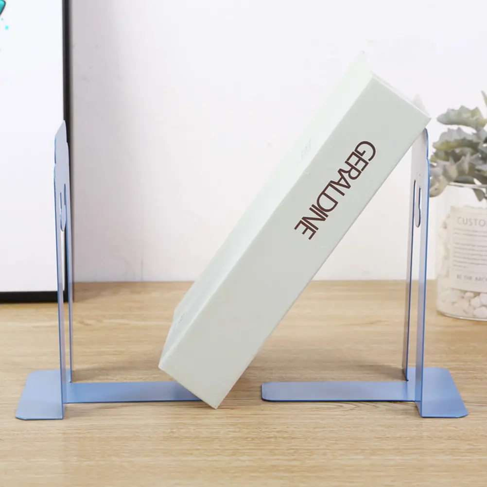 4Pcs Metal Iron Bookend Bookends Stoppers Nonskid Office Classroom Library Shelf Organization