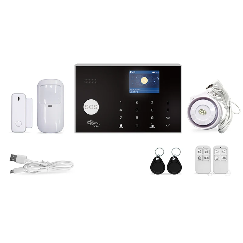 نظام إنذار أمان WIFI GSM لاسلكي ، جهاز تحكم عن بعد بتطبيق ، منزل ذكي ضد السرقة ، كاشف باب PIR ،