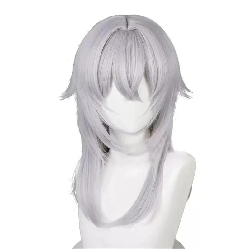 Game Ff14 Themis Cosplay Wig 52cm Silver Gray Hair Heat Resistant Synthetic Halloween Party Accessories Props