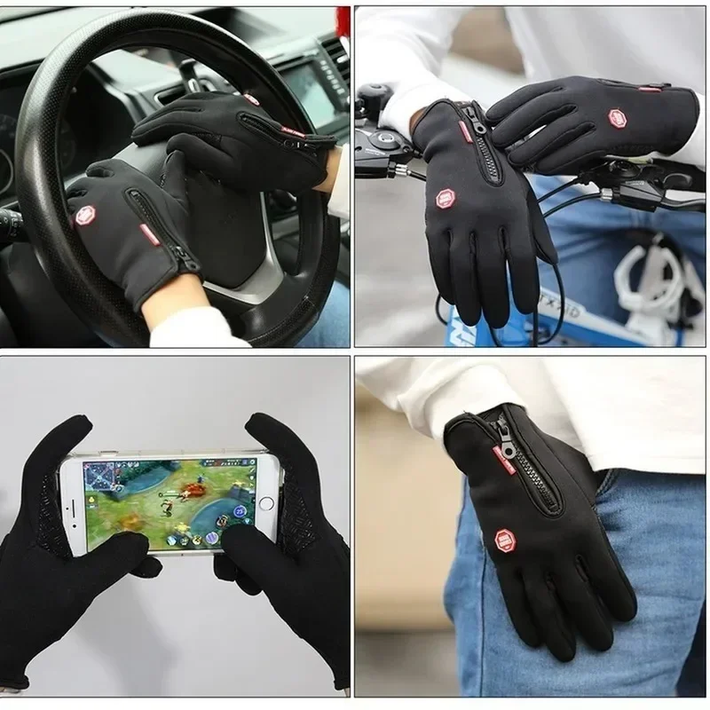 Gants de Moto à Écran Tactile pour Homme et Femme, Chauds, Imperméables, Anti-Alde, dehors de Plein Air, Hiver