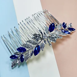 Dreamy Sapphie mavi düğün şapkalar saç tarak gelin saç aksesuarları