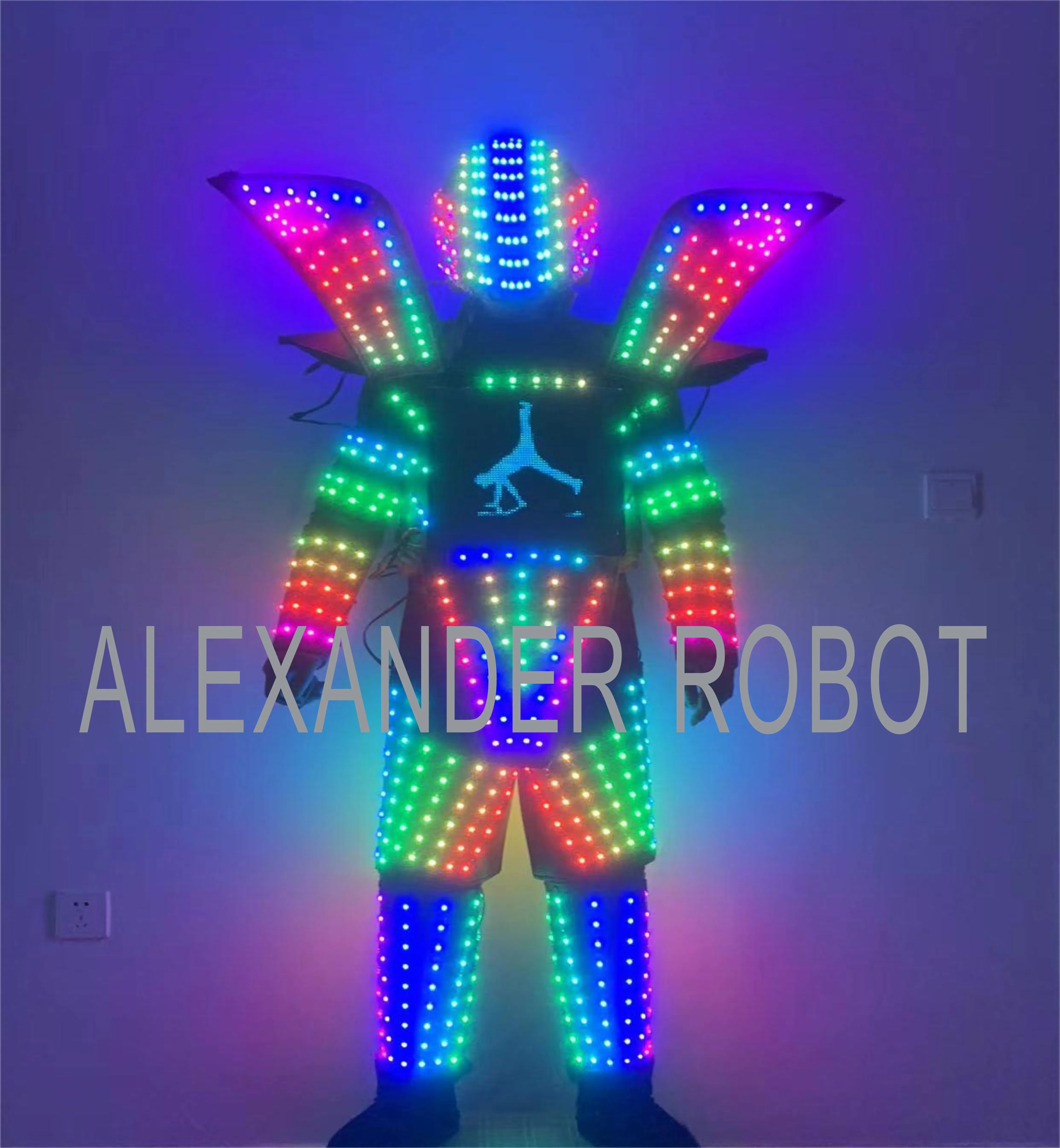 LED Robot Costume led Clothes Stilts Walker Costume LED Suit Costume Helmet Laser Gloves