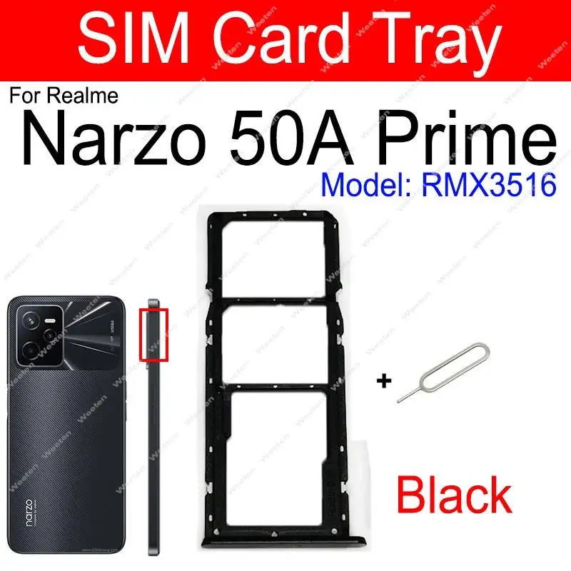 For Realme Narzo 50 Pro Narzo 50A Prime 50i Prime 4G 5G Sim Card Tary Slot Socket SIM Card Reader Holder Parts