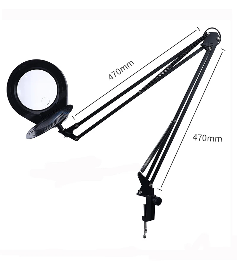 3X 5X 8X 10X Magnifying Glass Lamp with Clamp Adjustable Swivel Arm Big Lens Desk Lamp for Reading,Craft, Hobby,Close Work